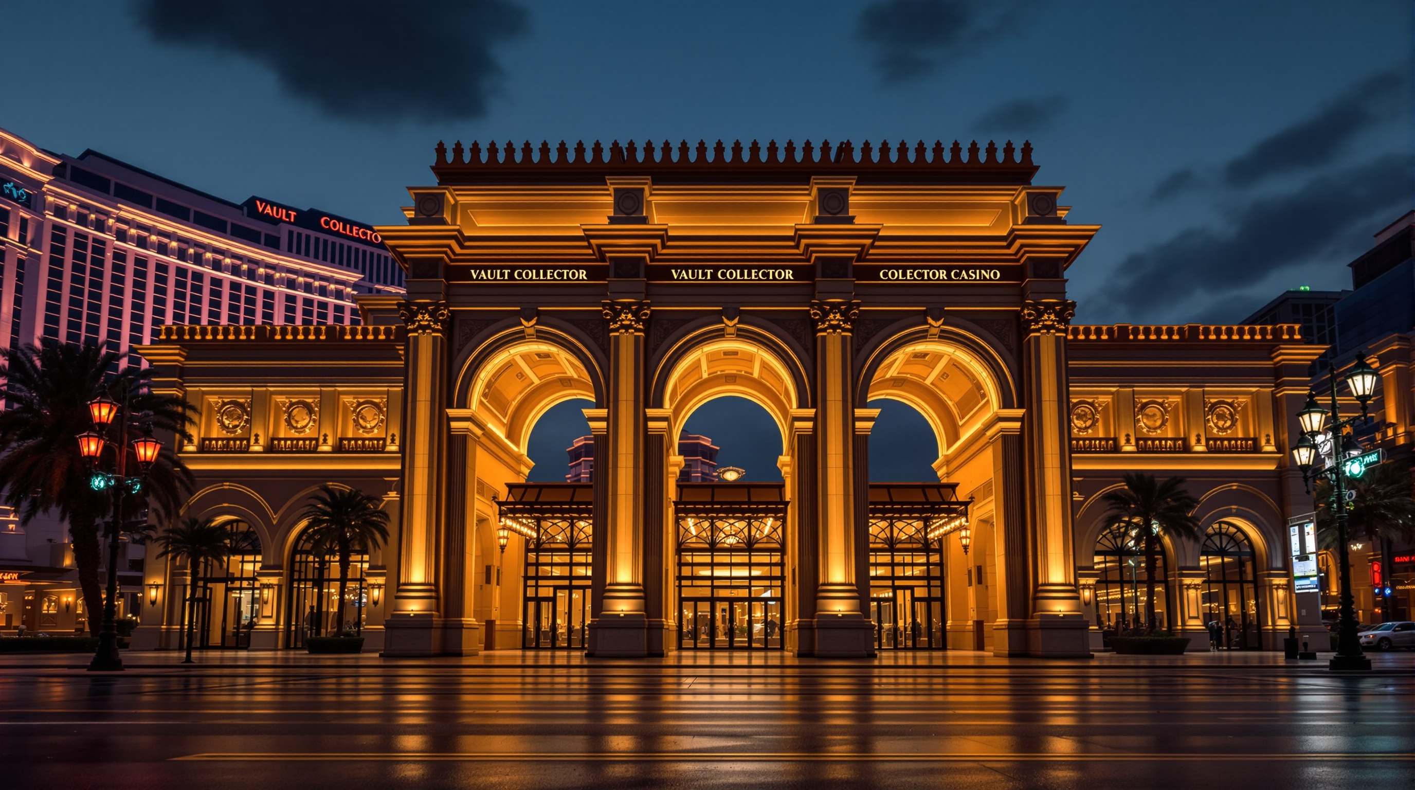 Vault Collector Street looking toward Royal Flush Casino triple arches — MC City